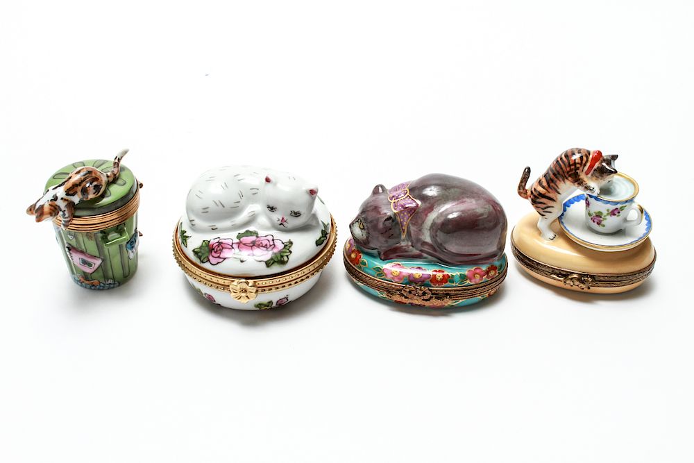 Appraisal: Limoges France Hand Painted Porcelain Boxes Group of four Limoges