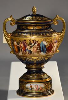 Appraisal: Royal Vienna Handled Urn Large Royal Vienna handled urn titled