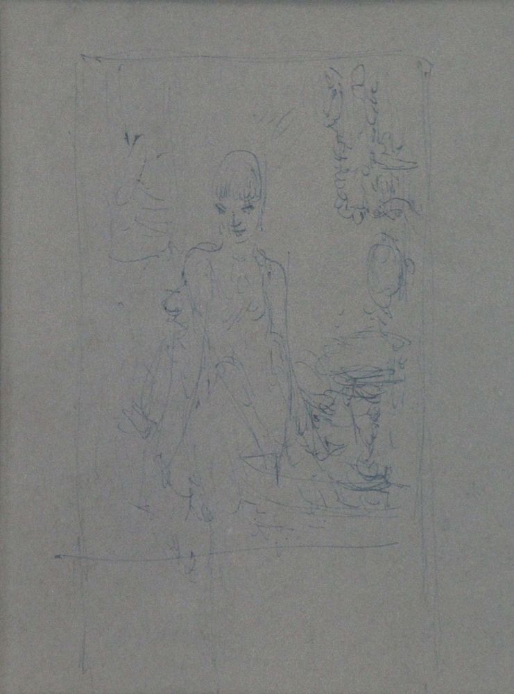 Appraisal: EVERETT SHINN AMERICAN - Ballpoint on grey paper Woman in