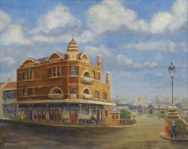 Appraisal: Reginald Marsh The Montgomery Hotel Pyrmont oil on canvas board