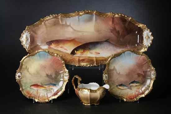 Appraisal: -PIECE LIMOGES PORCELAIN FISH SERVICE Laviolette Comprising twelve plates oval