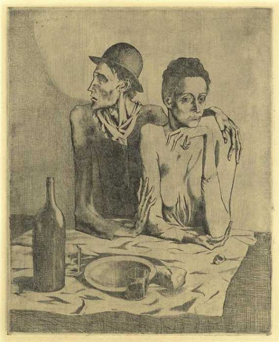 Appraisal: PICASSO PABLO Le Repas frugal Etching from zinc plate One