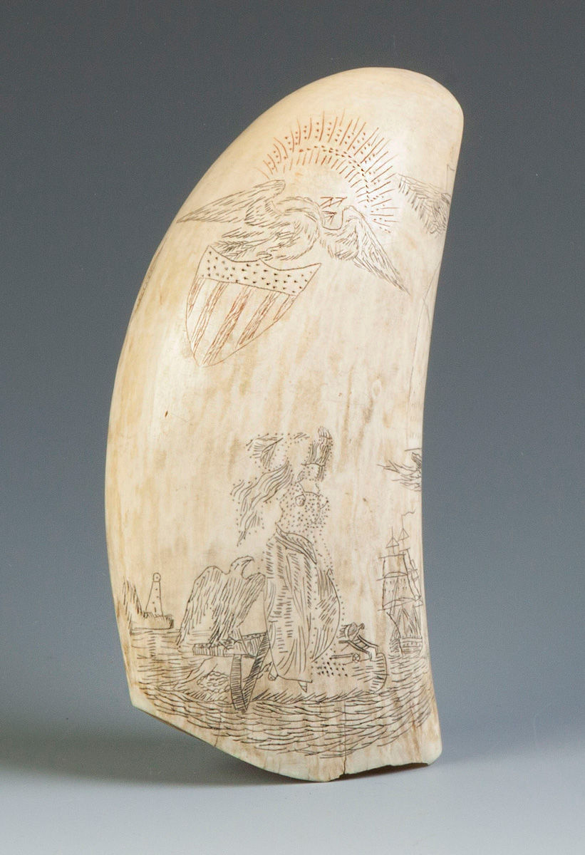 Appraisal: Scrimshaw Whale's Tooth th cent John H Platte Eagle shield