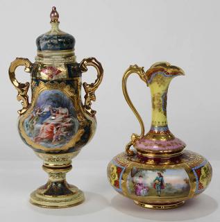 Appraisal: lot of Royal Vienna parcel gilt porcelain group comprising a