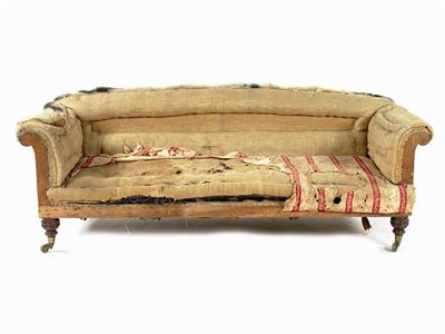 Appraisal: Howard Sons A scroll end settee un-upholstered on turned oak