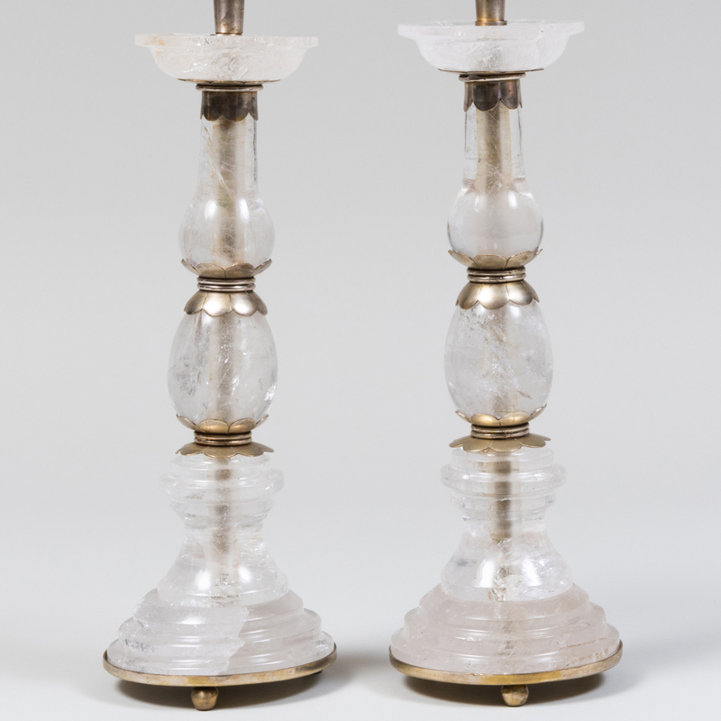 Appraisal: Pair of Rock Crystal and Silvered-Metal Table Lamps x in