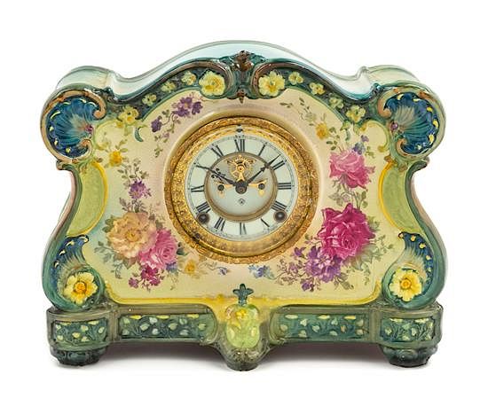 Appraisal: A Royal Bonn Porcelain Mantel Clock Height x width x