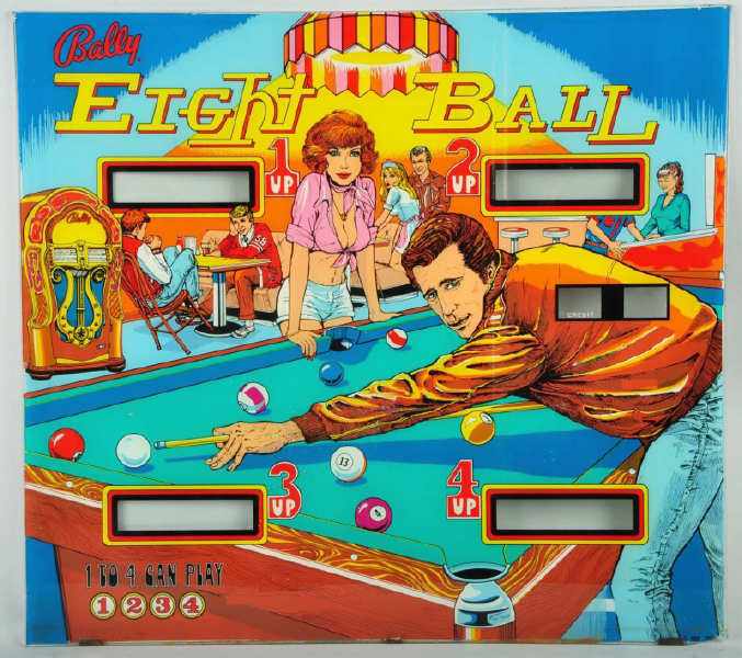 Appraisal: Glass from Eight Ball Pinball Machine Game Description Bally Manufacturing