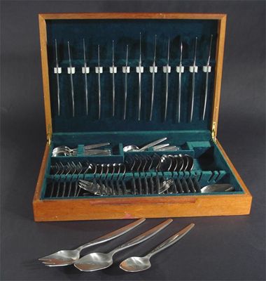 Appraisal: A Gense Swedish stainless steel canteen of cutlery stamped marks