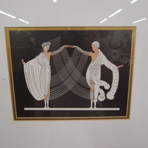 Appraisal: Erte Style Print of Two Women deco image area x