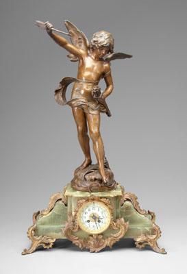 Appraisal: Marble-base clock spelterware pediment titled Enfant en Guerre par Aug