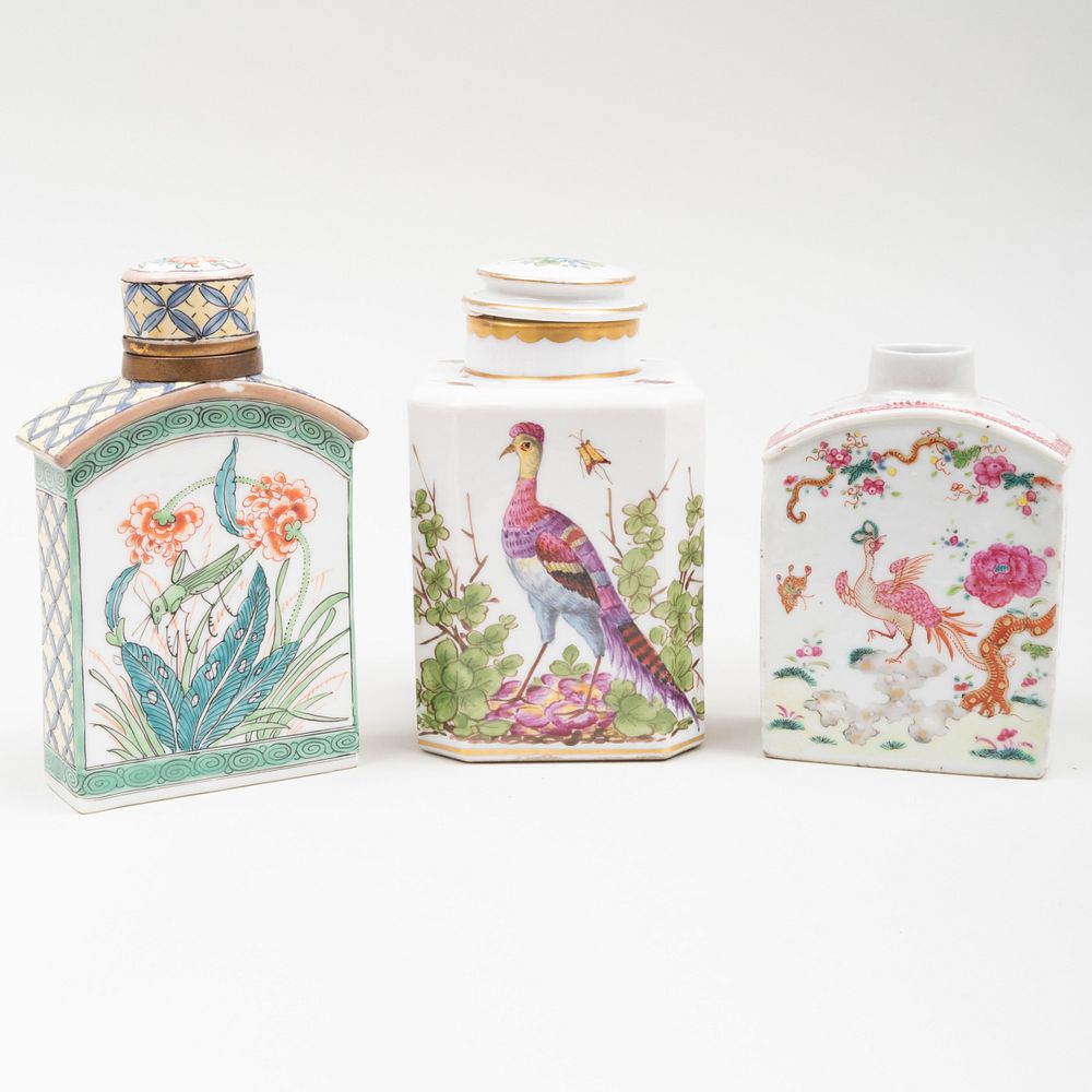 Appraisal: Two Samson Tea Caddies and a Chinese Export Tea Caddy