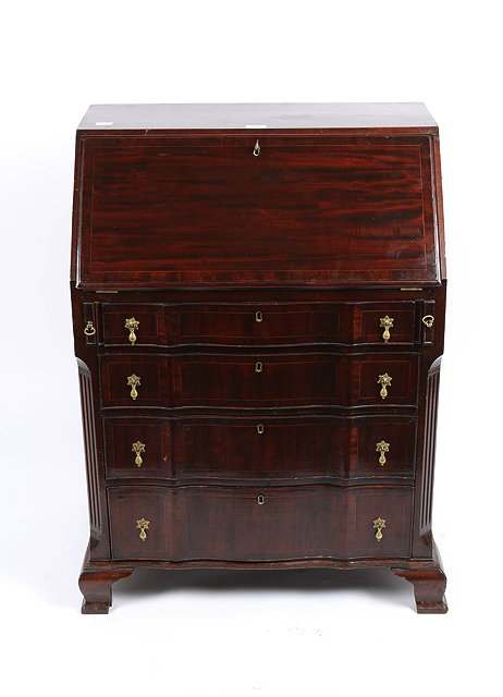 Appraisal: A DUTCH STYLE MAHOGANY SMALL SIZED BUREAU fall front opening