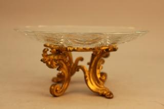 Appraisal: th C Baccarat Glass Compote w Dore Bronze Base th