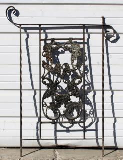 Appraisal: Wrought Iron panel with grape detail Wrought iron panel with