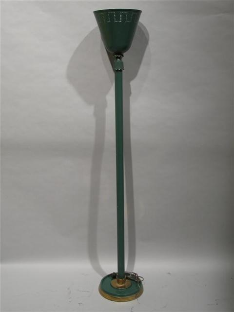 Appraisal: REMBRANDT STYLE TORCHERE W GREEK KEY MOTIFS The green painted