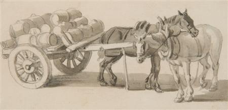 Appraisal: PAUL SANDBY R A - CART HORSES RESTING Pencil and