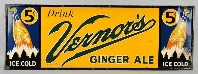 Appraisal: Embossed Tin Vernor's Ginger Ale Sign Description s to s