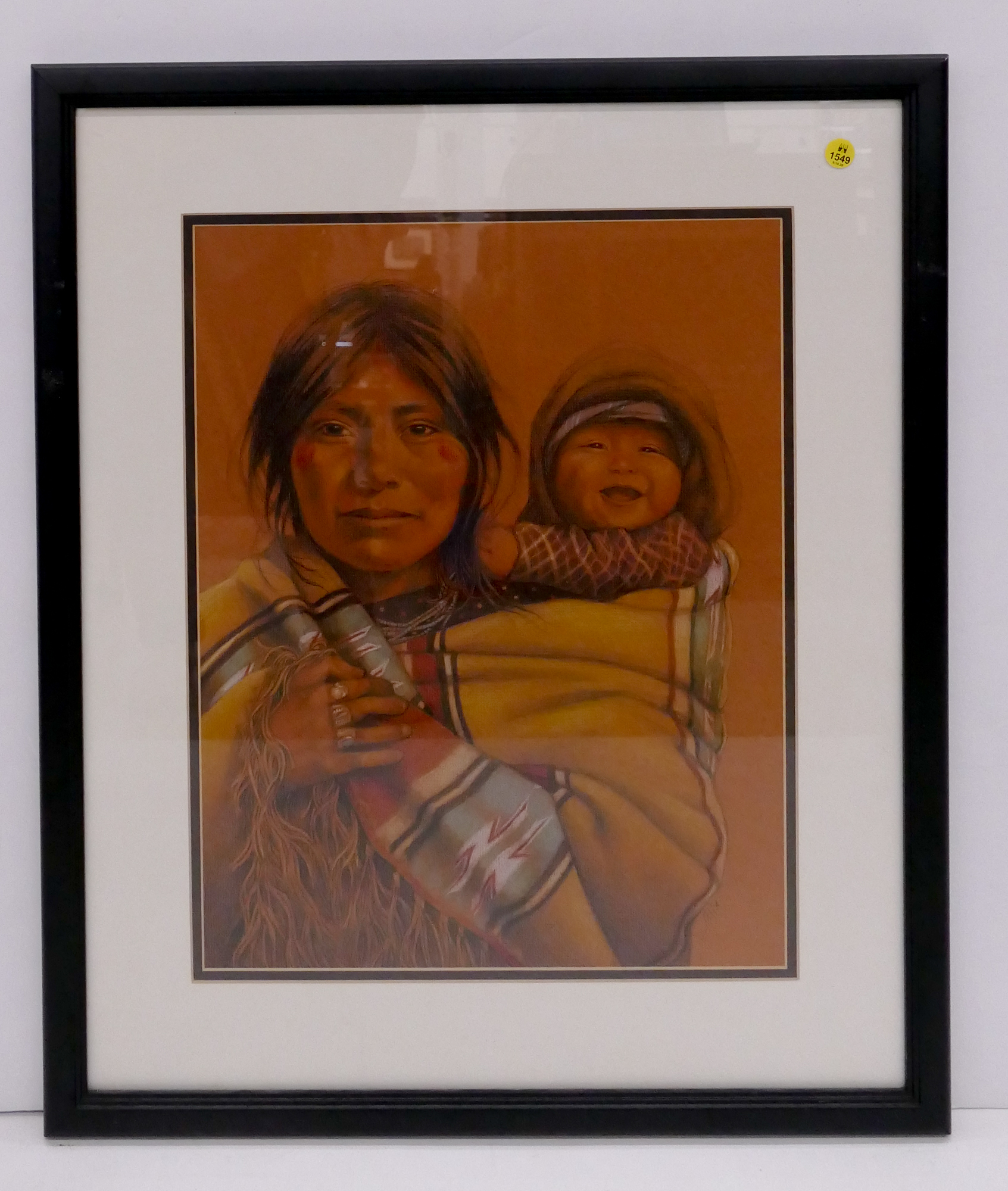 Appraisal: Signed Alix Navajo Woman and Child Pastel- Framed x ''