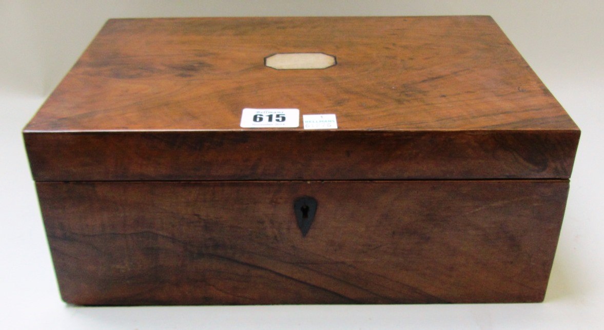 Appraisal: A Victorian walnut box with fitted interior cm wide a