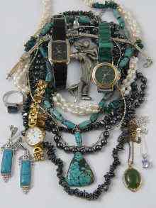 Appraisal: A mixed lot of costume jewellery including three wrist watches