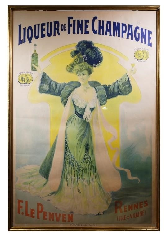 Appraisal: Original French lithograph advertising poster for Liqueur de Fine Champagne