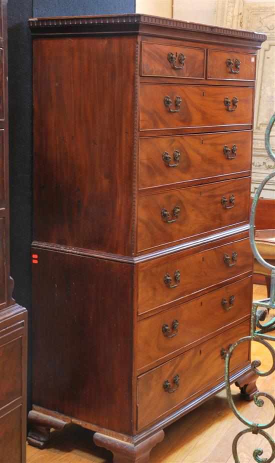 Appraisal: A George III mahogany chest on chest The rectangular top