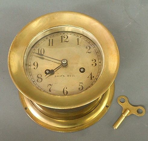 Appraisal: - Brass ship s bell clock by Wm H Enhaus