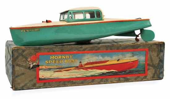 Appraisal: Hornby Speed Boat No 'Venture' clockwork tinplate sage green hull