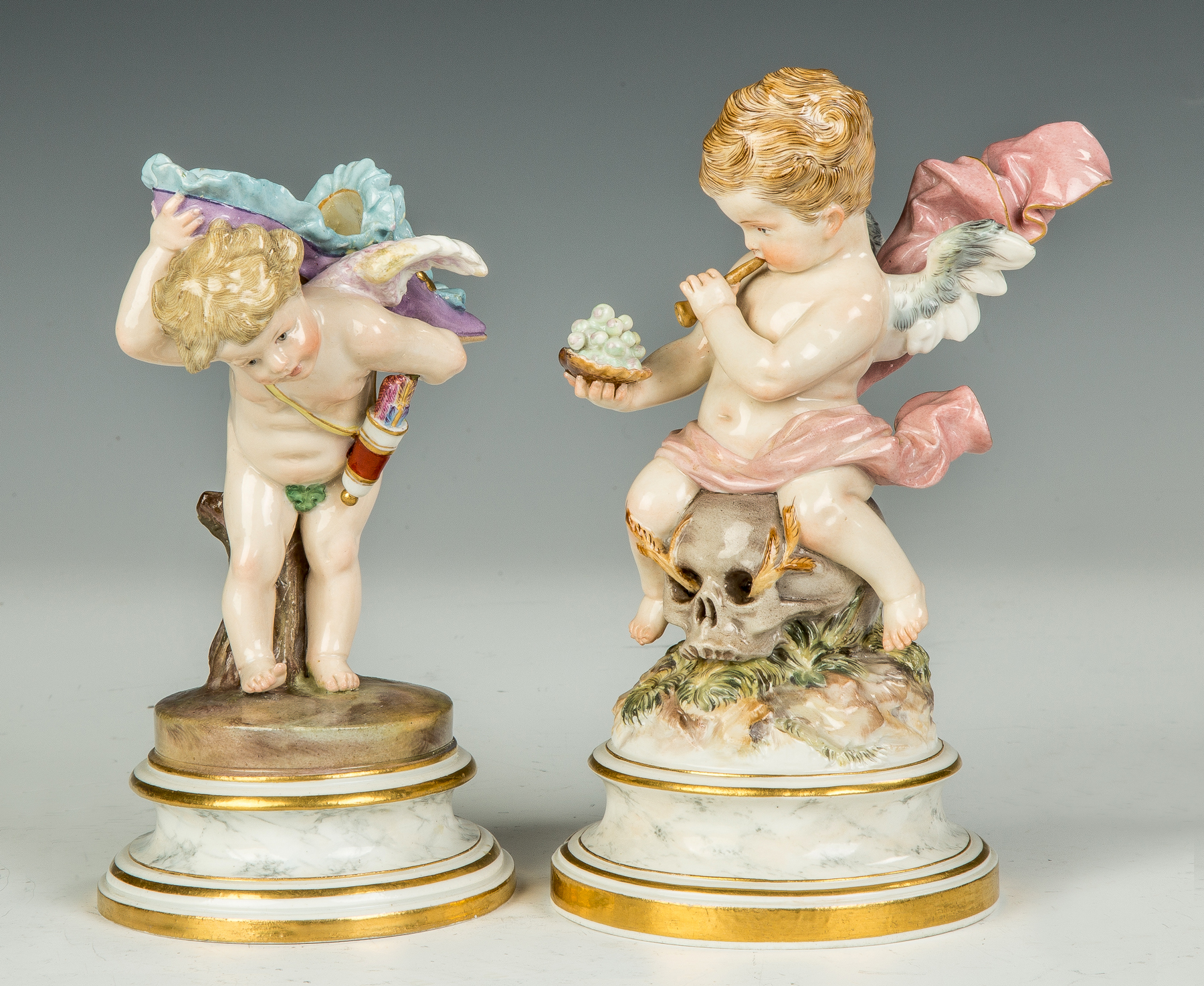 Appraisal: Two Meissen Cherubs th century Blue crossed swords mark One