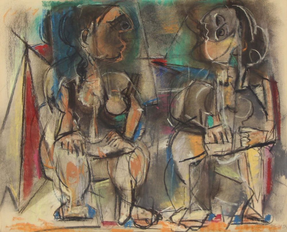 Appraisal: MAX WEBER AMERICAN - Pastel Two Seated Women Bernard Danenberg