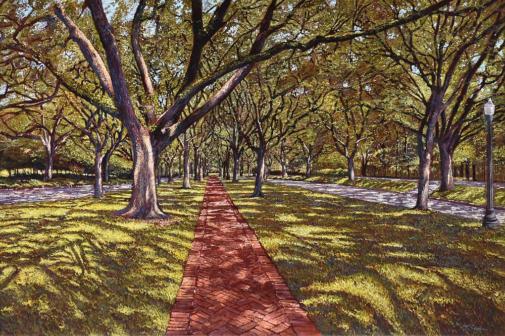 Appraisal: TIM SASKA American Texas - A PAINTING Brick Path TIM