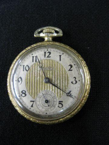 Appraisal: Supreme Pocketwatch open face yellow gold filled case jewel deco