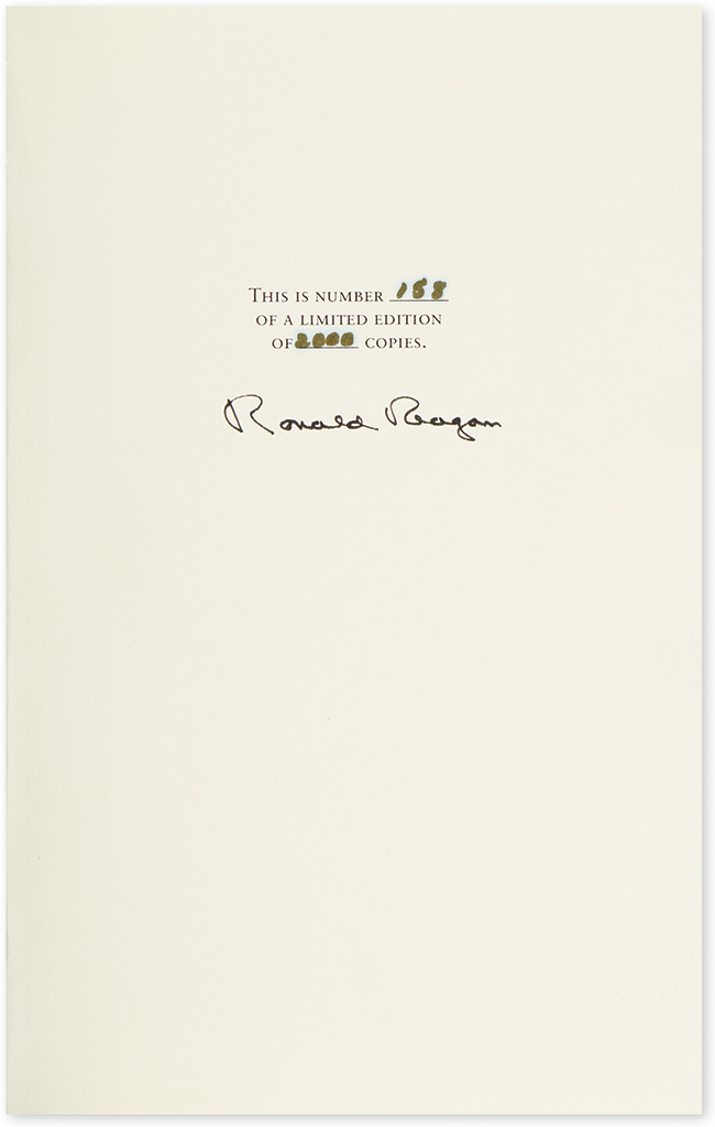 Appraisal: REAGAN RONALD An American Life Signed on the limitation page