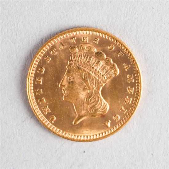 Appraisal: United States Indian Head Type III gold dollar AU- Estimate