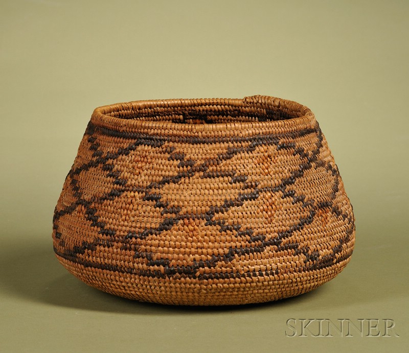 Appraisal: Native American Coiled Basketry Bowl Southern California probably Mission early