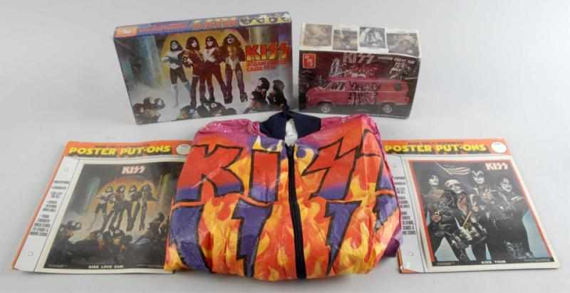 Appraisal: Lot of Vintage Kiss Memorabilia Items Description Includes AMT model