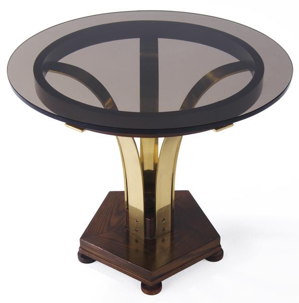 Appraisal: ROGER SPRUNGER DUNBAR Rosewood and brass side table with smoked