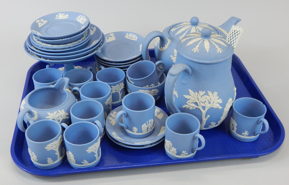 Appraisal: A large quantity of Wedgwood pale blue Jasperware teaware to