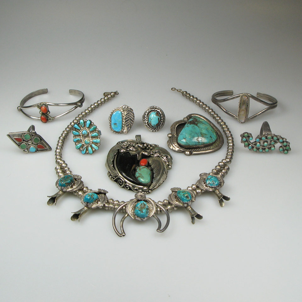 Appraisal: Quantity Of South-West United States Native Silver Jewellery set with