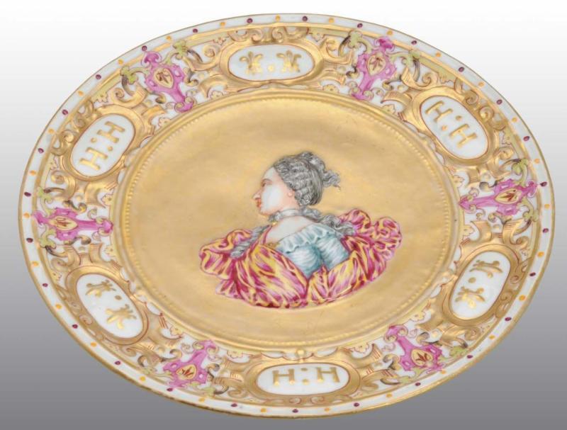 Appraisal: Capi-De-Monte Gilded Plate Featuring Lady Description Early th century Possibly