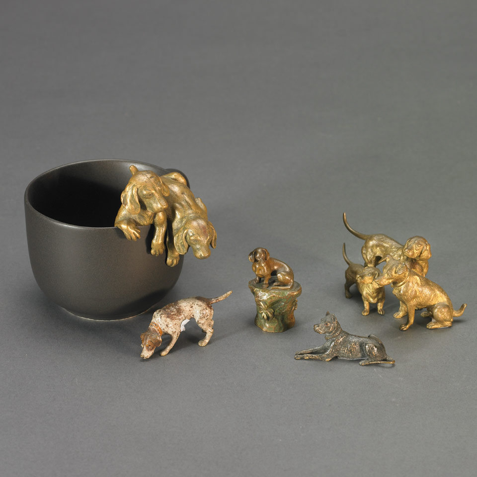 Appraisal: Group of Five Small Austrian Bronze Canine Figures c including