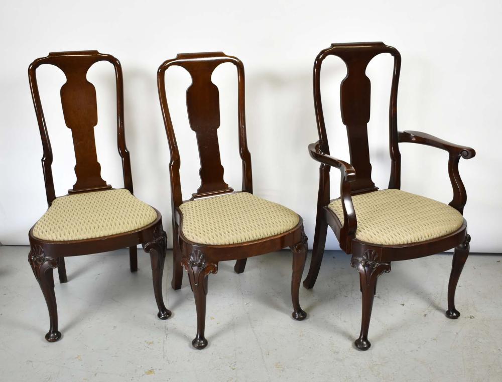 Appraisal: SET OF QUEEN ANN STYLE MAHOGANY DINING CHAIRSComprising two arm