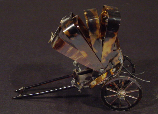 Appraisal: Victorian silver mounted tortoiseshell model of a horse drawn carriage