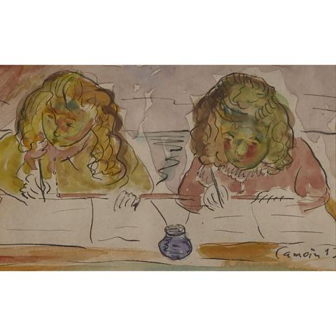 Appraisal: Charles Camoin - SCHOOL GIRLS WRITING French Watercolour and ink