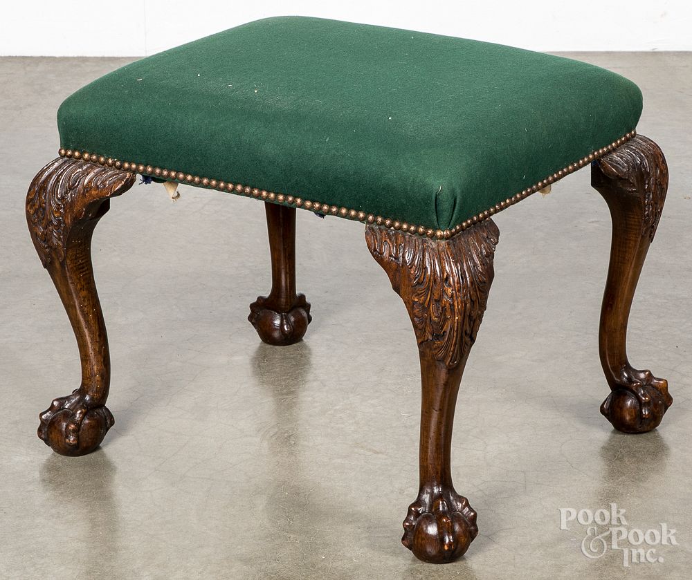 Appraisal: George III carved mahogany footstool George III carved mahogany footstool