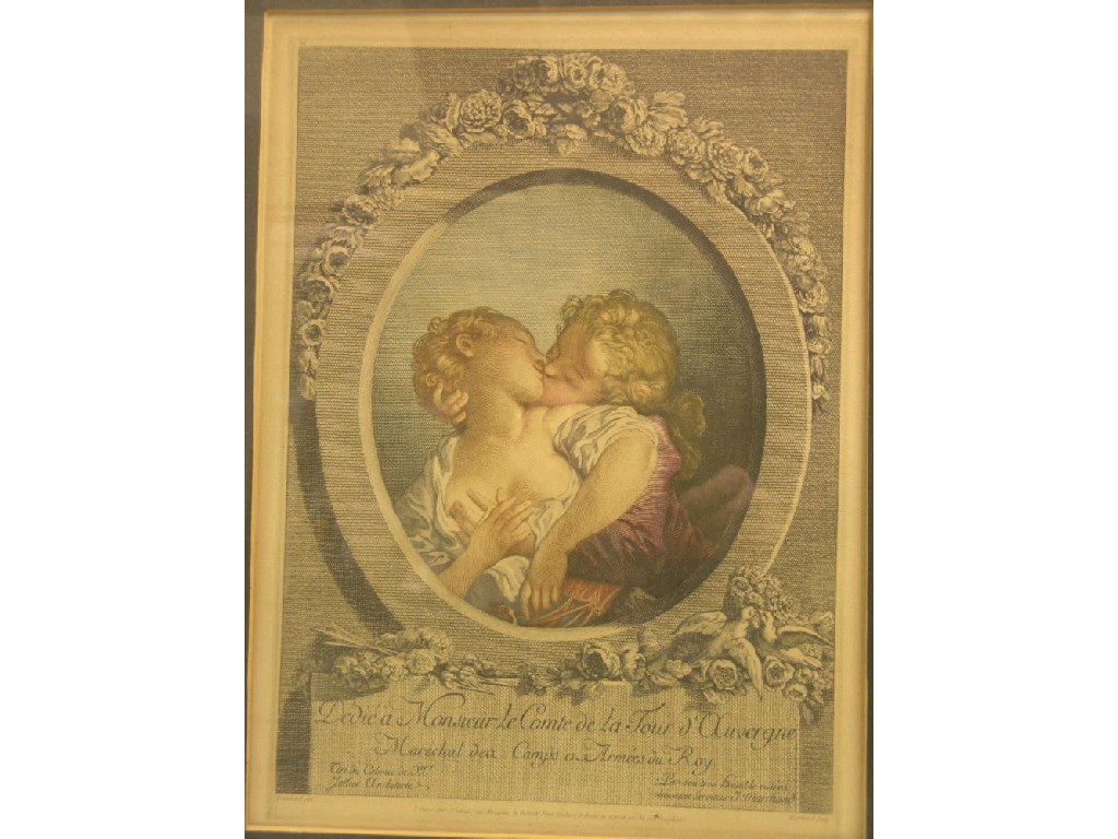 Appraisal: A coloured engraving after Fragonard one other coloured engraving each