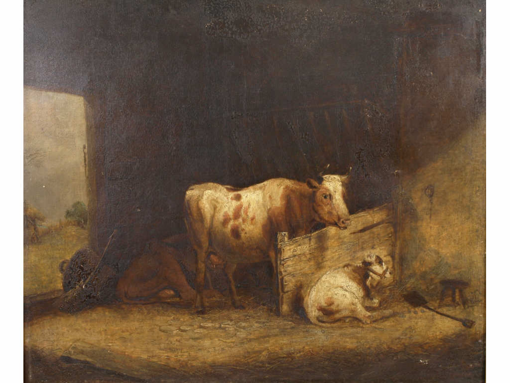 Appraisal: James Charles Ward British - Barnyard oil on canvas unsigned