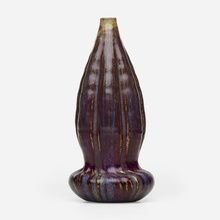 Appraisal: Pierre-Adrien Dalpayrat RIBBED GOURD VASE France c oxblood-glazed stoneware h