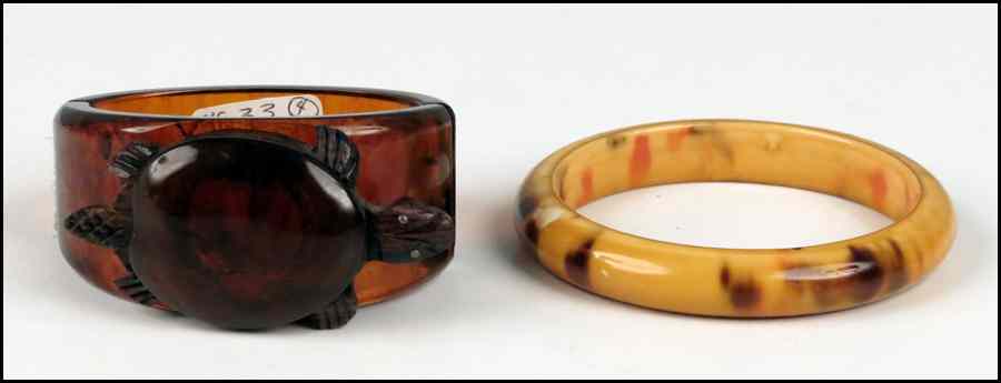 Appraisal: BAKELITE TURTLE FORM BRACELET Together with a plastic bracelet Condition